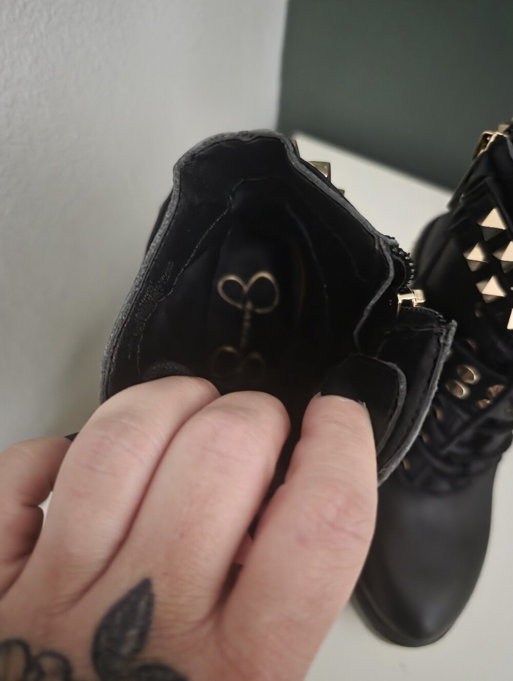 Jessics Simpson Black Studded Lace-Up Booties